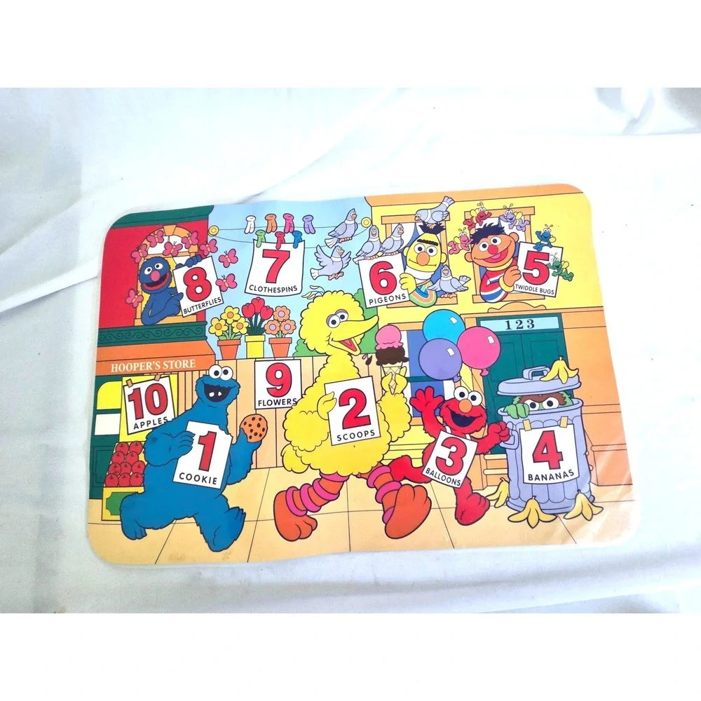 Vintage 2000 Sesame Street Reversible Kids Placemat Elmo Cookie Monster Big Bird